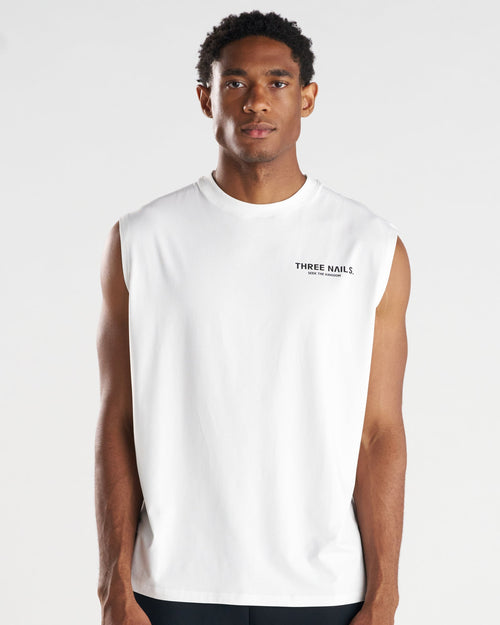 Core Oversized Muscle Tank "STK" - White